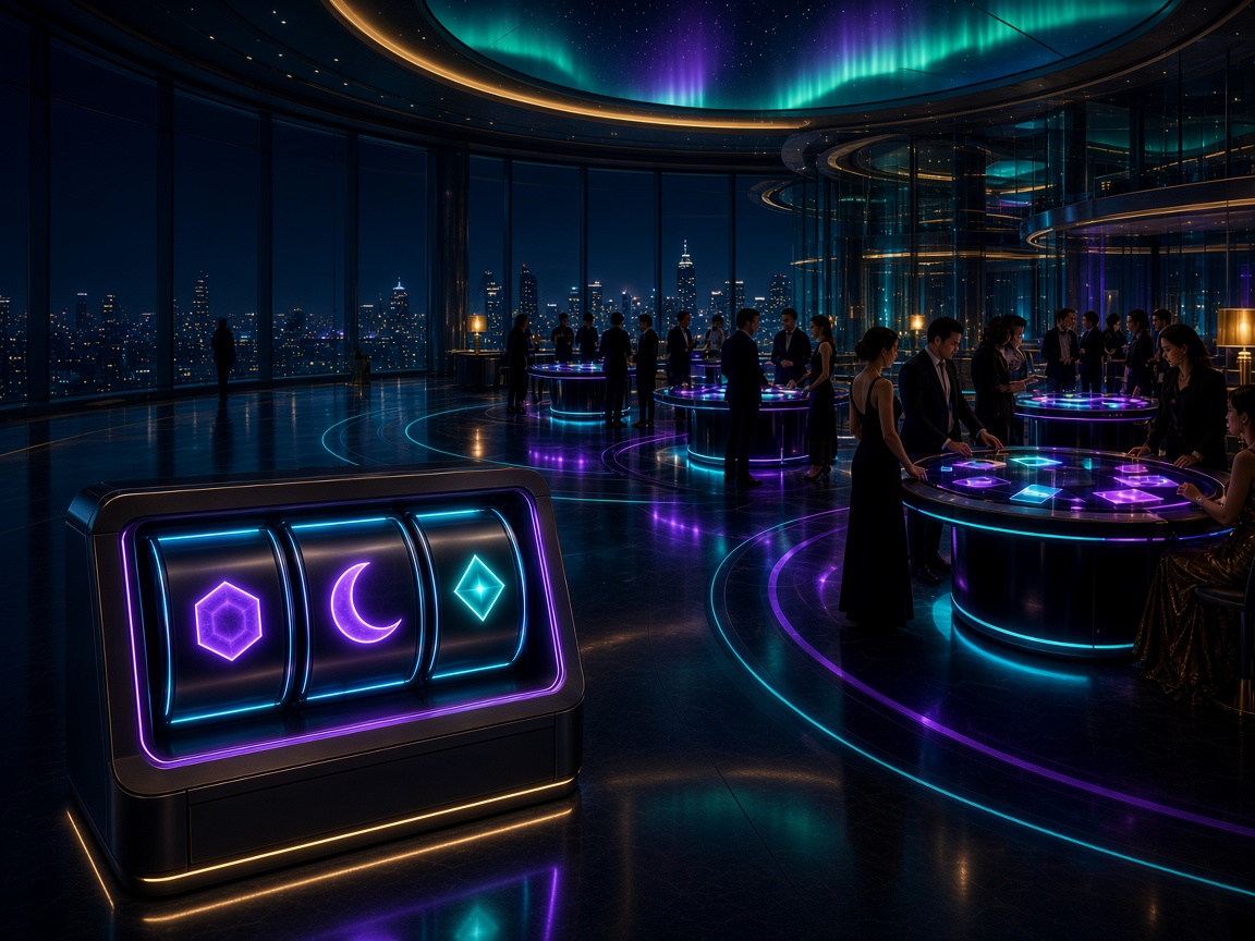 Aurora Reels lounge with luminous symbol drums inside the OnlineArenaNL plaza